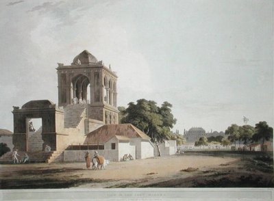 फोर्ट, मदुरा में देखें, 'ओरिएंटल सीनरी: ट्वेंटी फोर व्यूज इन हिंदोस्तान' से प्लेट 40, थॉमस और विलियम (1769-1837) डेनियल द्वारा उकेरा गया, 1797 में प्रकाशित (कलर लिथो) द्वारा थॉमस (बाद में) डेनिएल