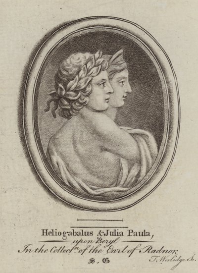 Heliogabalus, रोमन सम्राट, और महारानी जूलिया पाउला (उत्कीर्णन) द्वारा थॉमस (बाद) वॉर्लिज