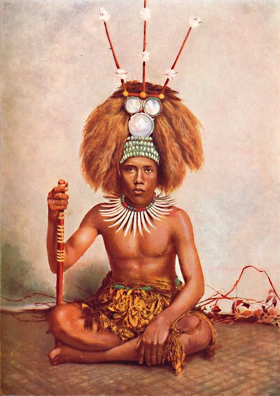 पूर्ण सेरेमोनियल कॉस्ट्यूम, 1902 में एक सामोन प्रमुख द्वारा थॉमस एंड्रयू