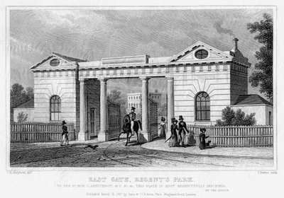 ईस्ट गेट, रीजेंट्स पार्क, लंदन, 1827। द्वारा थॉमस नाई
