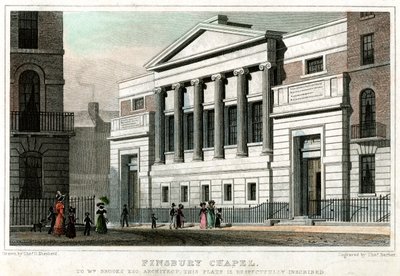 फिन्सबरी चैपल, सिटी ऑफ़ लंदन, 1827। द्वारा थॉमस नाई
