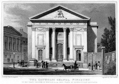 कैथोलिक चैपल, फिन्सबरी, लंदन, 1827। द्वारा थॉमस नाई