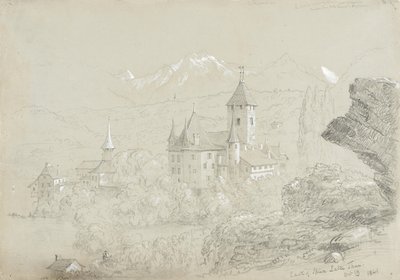 स्पीज़ का महल, 1841 (ग्रे-हरे कागज पर पेंसिल और गौचे) द्वारा थॉमस कोल