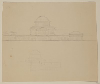 ओहियो स्टेट हाउस की ऊंचाई, c.1838 (बेज वोव पेपर पर ग्रेफाइट पेंसिल) द्वारा थॉमस कोल