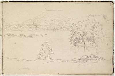 पिट्सफ़ील्ड के पास होसिक या सैडल पर्वत और झील, c.1832 (ऑफ-व्हाइट वॉव पेपर पर ग्रेफाइट पेंसिल) (3525969 देखें) द्वारा थॉमस कोल