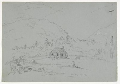 माउंट डेजर्ट में घर, c.1844 (कागज पर सफेद क्रेयॉन के साथ ऊंचा ग्रेफाइट) द्वारा थॉमस कोल
