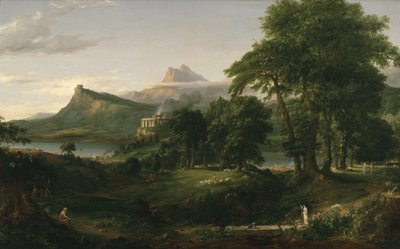 साम्राज्य का पाठ्यक्रम: आर्केडियन या देहाती राज्य, c.1836 (कैनवास पर तेल) द्वारा थॉमस कोल