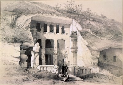 कन्नारी, महान चैत्य गुफा का बाहरी भाग, 1845 द्वारा थॉमस कॉलमैन डिबिन