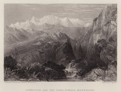 जमनौत्री और शंकु, हिमालय पर्वत (रंग लिथो) द्वारा थॉमस क्रिसविक