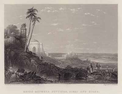 फूटीपुर, सीकरी और बियाना के बीच के खंडहर (रंगीन लिथो) द्वारा थॉमस क्रिसविक