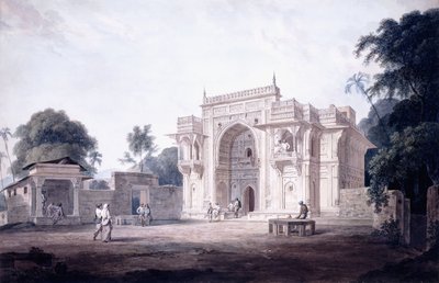 उत्तर प्रदेश के चुनारगढ़ की एक मस्जिद की ओर जाने वाला गेट सी। 1789-1790 द्वारा थॉमस डेनिएल