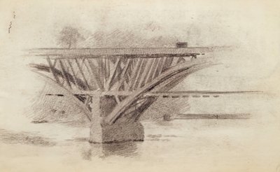 जिरार्ड एवेन्यू ब्रिज का आरेखण, एक ऊर का स्केच, सी। 1871. द्वारा थॉमस एकिंस