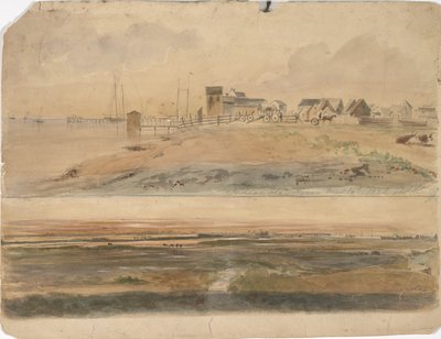 इंडियनोला, टेक्सास और इंडोला लोवाका प्वाइंट के साथ दूरी में, 16 मई, 1852 (कागज पर पानी के रंग) द्वारा थॉमस फ्लिंटॉफ
