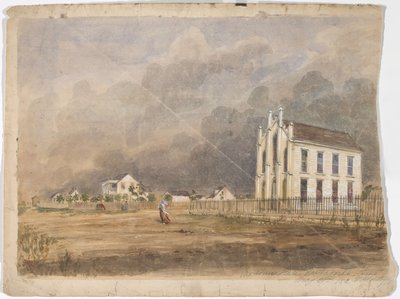 मेसोनिक हॉल, माटागोर्डा, टेक्सास, 21 मई, 1852 (कागज पर पानी का रंग) द्वारा थॉमस फ्लिंटॉफ