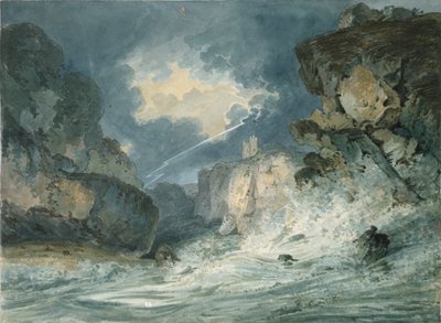 डंस्टनबर्ग कैसल, नॉर्थम्बरलैंड, थंडरस्टॉर्म में, c1794 द्वारा थॉमस गिर्टिन