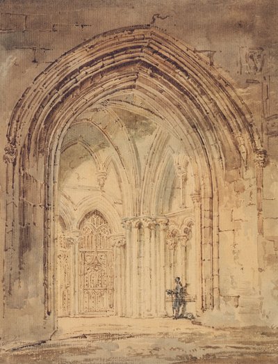 सेंट अल्बान्स कैथेड्रल, हर्टफोर्डशायर, c.1797 (wc, पेन अंडर ब्राउन ब्राउन स्याही) द्वारा थॉमस गिर्टिन