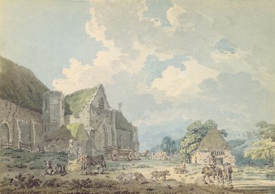 अभय के साथ एबॉट्सबरी में पहाड़ी पर तीथे खलिहान ..., c.1795 (कागज पर ग्रेफाइट से अधिक) द्वारा थॉमस गिर्टिन