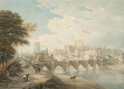 डरहम का उत्तर-पूर्व दृश्य, c.1783 (कागज पर पेंसिल, पानी के रंग का और गाछ) द्वारा थॉमस हेर्ने