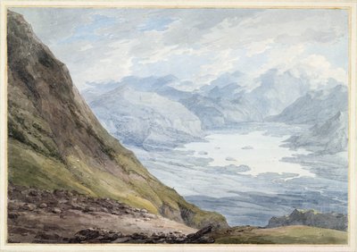 Derwentwater पर स्किडॉ से देखें (कागज पर पेंसिल पर wc) द्वारा थॉमस हेर्ने