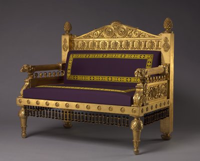 सेट्टी, निर्माता अज्ञात निर्माता, c.1802-1807 (गिल्ट-लकड़ी, प्रजनन ऊन असबाब) द्वारा थॉमस होप