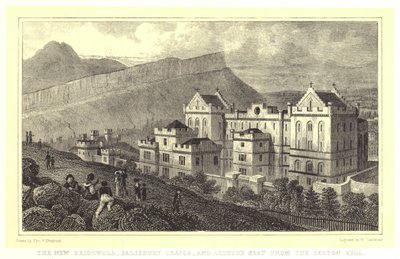 द न्यू ब्राइडवेल, सैलिसबरी क्रेग, और कैल्टन हिल से आर्थर की सीट (उत्कीर्णन) द्वारा थॉमस होस्मर (बाद में) शेफर्ड