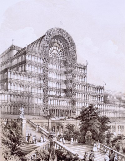 सिडेनहैम में क्रिस्टल पैलेस, ग्रेट ट्रेन्सेप्ट के सामने, c1854 द्वारा थॉमस होसमर शेफर्ड