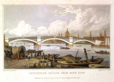 साउथवार्क ब्रिज, बैंक साइड, 1817 से द्वारा थॉमस होसमर शेफर्ड