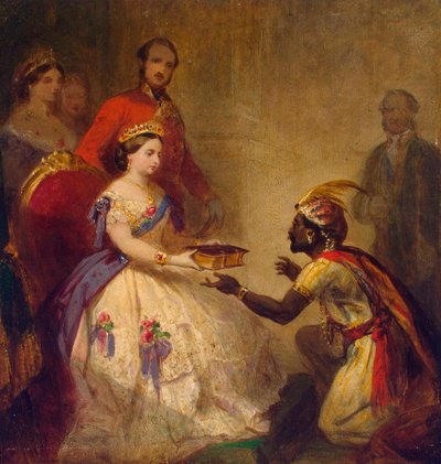 क्वीन विक्टोरिया गिविंग द बाइबल टू अ अफ्रीकन चीफ, 1861। द्वारा थॉमस जोन्स बार्कर
