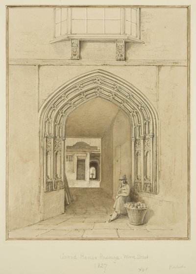 गार्ड हाउस पैसेज, वाइन स्ट्रीट (कागज पर वॉटरकलर और पेंसिल) द्वारा थॉमस लेसन द एल्डर रौबोथम
