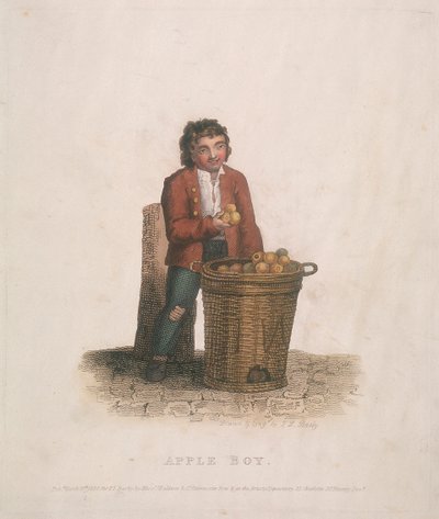फलों की एक बड़ी टोकरी के साथ सेब विक्रेता, 1820 द्वारा थॉमस लॉर्ड बुस्बी