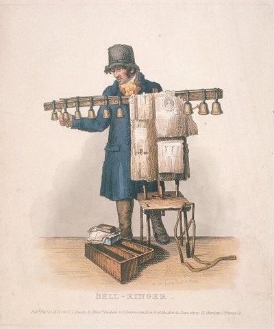 बेल-रिंगर अपनी घंटियों के लिए स्टैंड के साथ, 1820 द्वारा थॉमस लॉर्ड बुस्बी