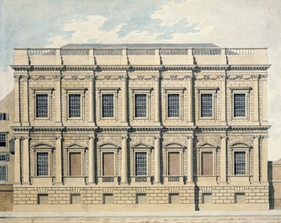 व्हाइटहॉल, वेस्टमिंस्टर में बैंक्वेटिंग हाउस का दृश्य, c.1790 द्वारा थॉमस माल्टन जूनियर।