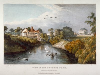रीजेंट पार्क, सेंट मैरीलेबोन, लंदन में दृश्य, c1830 द्वारा थॉमस मान बेनेस