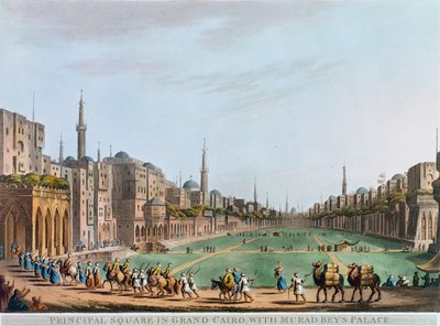 मुराद बे पैलेस के साथ ग्रैंड काहिरा में प्रिंसिपल स्क्वायर, मिस्र, 1802 द्वारा थॉमस मिल्टन