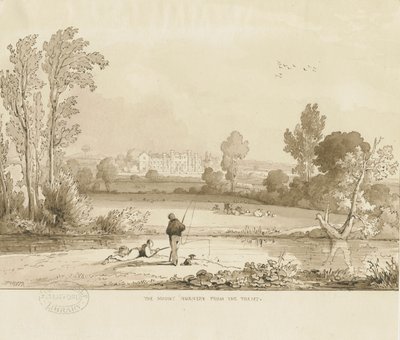 Colwich - The Mount Nunnery: सेपिया वॉश ड्राइंग, 1837 द्वारा थॉमस पेप्लो लकड़ी