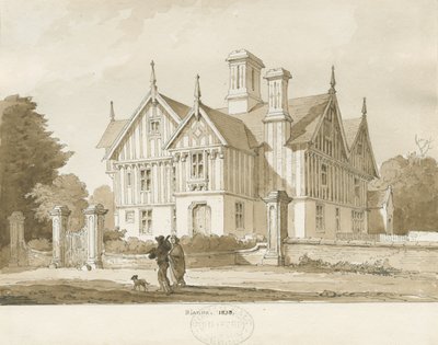 एक्सेलशेल - बियाना हॉल: सीपिया ड्राइंग, 1838 द्वारा थॉमस पेप्लो लकड़ी