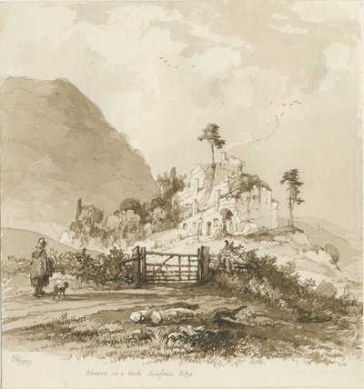 किनेवर एज: सीपिया ड्राइंग, 1837 द्वारा थॉमस पेप्लो लकड़ी