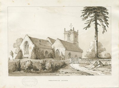 शेरिफहेल्स चर्च: सेपिया वॉश ड्राइंग, एनडी [1838] (ड्राइंग) द्वारा थॉमस पेप्लो लकड़ी
