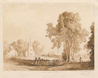 टिक्लल चर्च: रेड-सेपिया ड्राइंग, 1837 द्वारा थॉमस पेप्लो लकड़ी