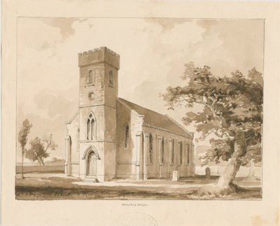 वालसाल वुड चर्च: सीपिया ड्राइंग, एनडी [1817-1845] (ड्राइंग) द्वारा थॉमस पेप्लो लकड़ी