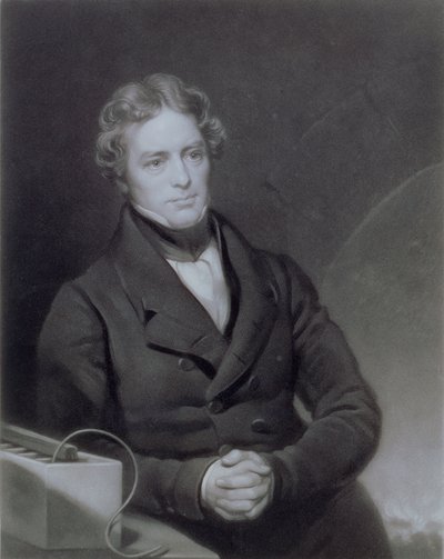 माइकल फैराडे का पोर्ट्रेट (1791-1867) हेनरी कजिन्स द्वारा उत्कीर्ण (d.1864) c.1841 द्वारा थॉमस फिलिप्स