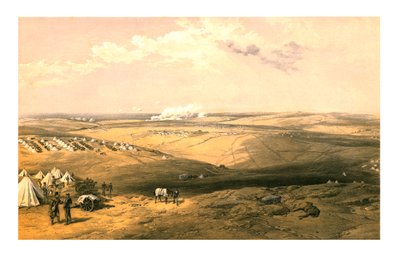 सेबस्टोपोल, 1855 से पहले लॉर्ड रागलांस मुख्यालय का दूर का दृश्य। द्वारा थॉमस पिकेन