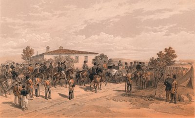 द फ्यूनरल कॉर्टेज ऑफ़ लॉर्ड रागलान लीविंग हेड क्वार्टर, 1856 द्वारा थॉमस पिकेन