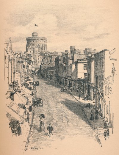 मटर स्ट्रीट से विंडसर कैसल के महान टॉवर, 1902 द्वारा थॉमस रॉबर्ट वे