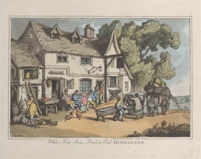 व्हाइट लायन इन। पॉन्डर्स एंड, मिडिलसेक्स, स्केचेस फ्रॉम नेचर, 1822., 1822. निर्माता: थॉमस रोलैंडसन, जोसेफ कॉन्सटेंटाइन स्टैडलर। द्वारा थॉमस रोलैंडसन, जोसेफ कॉन्सटेंटाइन स्टैडलर
