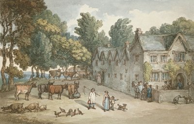 हेंगर का एक फार्महाउस, कॉर्नवॉल, 1803 (wc, पेन अंडर इंक पेपर पर) द्वारा थॉमस रोलैंड्सन