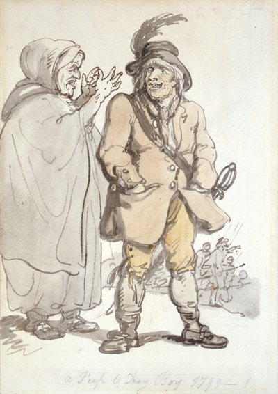एक पीप ओ डे बॉय, 1799 (कागज पर स्याही और wc) द्वारा थॉमस रोलैंड्सन