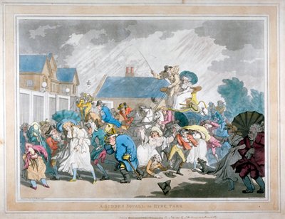 हाइड पार्क में एक अचानक तूफान, लंदन, 1791 द्वारा थॉमस रोलैंड्सन