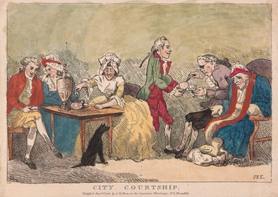 सिटी कोर्टशिप, पब। 1786 (हाथ के रंग का उत्कीर्णन) द्वारा थॉमस रोलैंड्सन