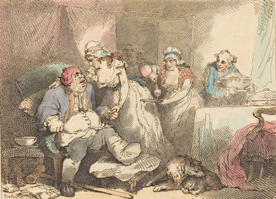 गाउट में आराम, 1785। द्वारा थॉमस रोलैंड्सन